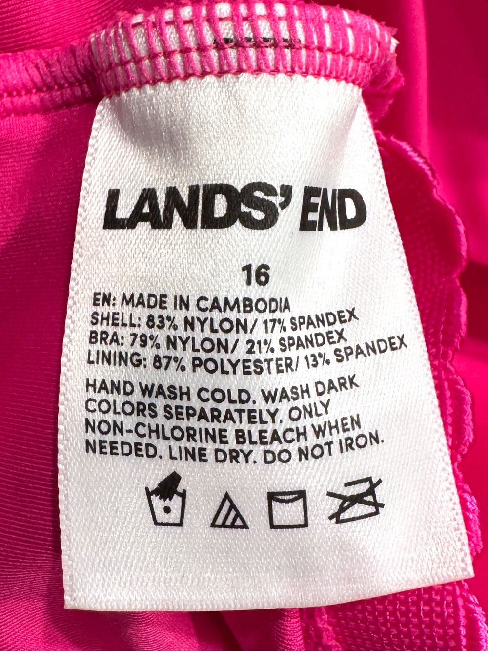 Land’s End Women’s Pink Bikini Top with Square Neck and Wide Straps Size 16 NWT - Picture 8 of 9